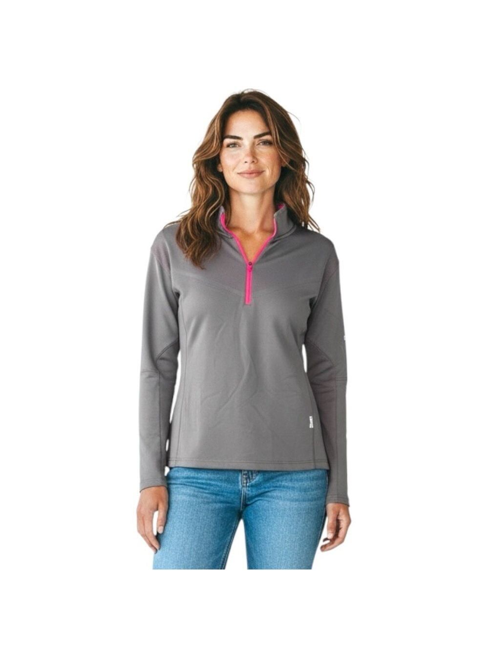 Nike Golf Women’s Size L Grey Gray Hot Pink 3/4 Zip Pullover Top